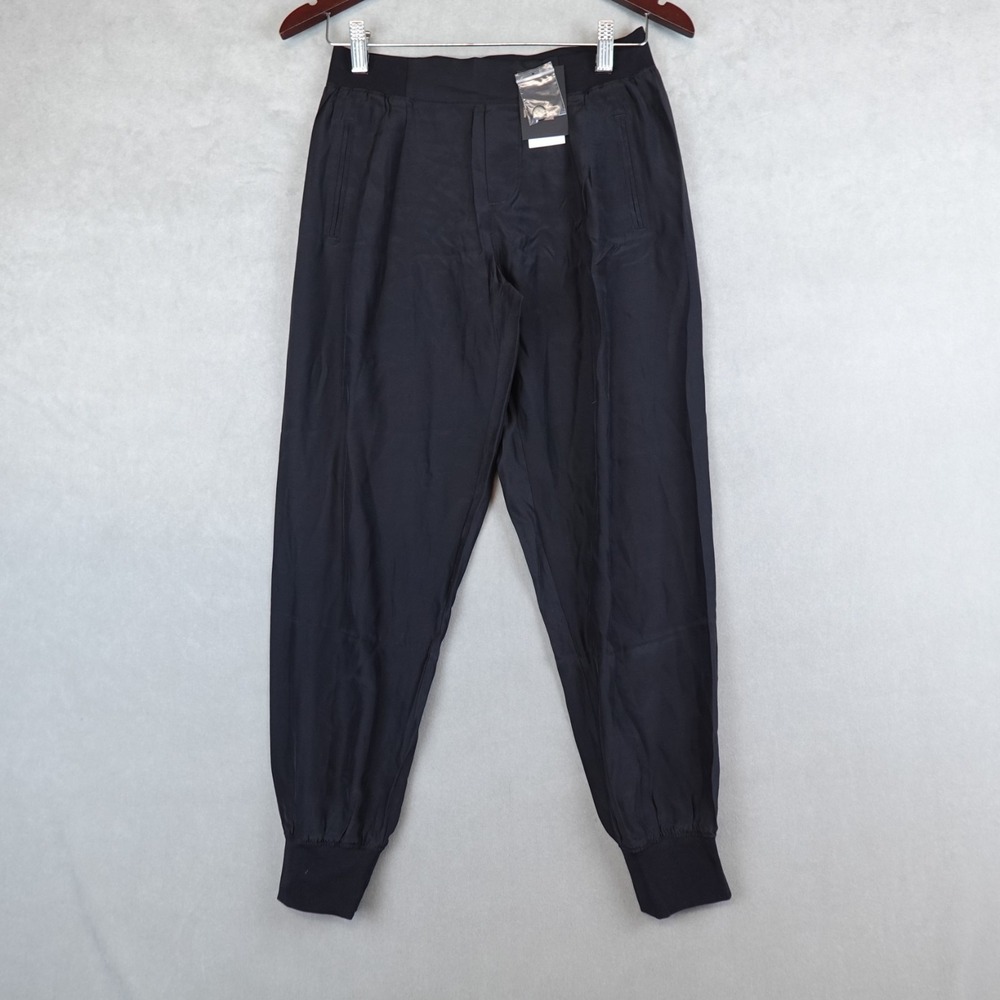 NWT ATM Anthony Thomas Melillo Silk Jogger Pants Black Womens XS Tapered
